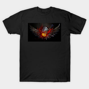 Burning wings and guitar T-Shirt